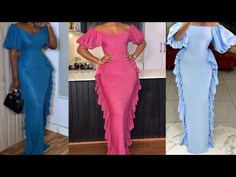 How to Cut and sew a Pencil Dress with Side ruffles...