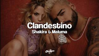 Shakira &amp; Maluma  -  clandestino (Letra)