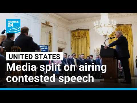 US media split on airing Trump's speech heavy with unproven claims