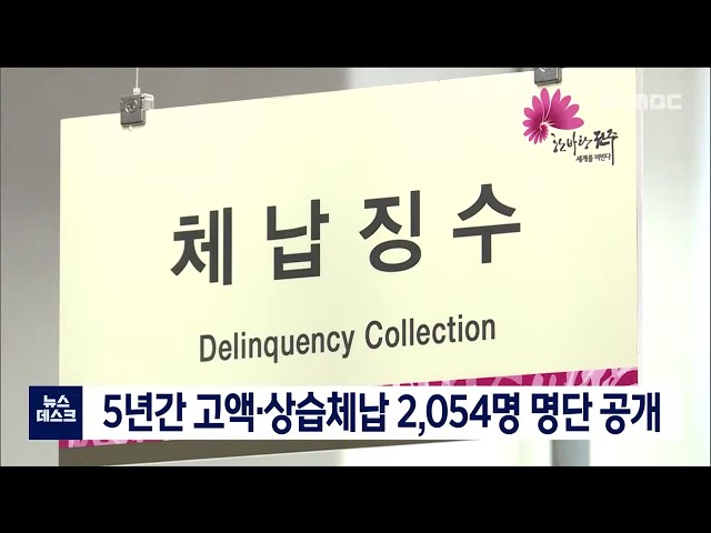 5년간 고액, 상습체납으로 명단공개 2천명 넘어