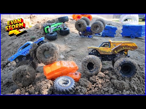 Monster Truck Monday:  Lets Play!  Backyard DIY Arena Racing With Monster Jam Trucks