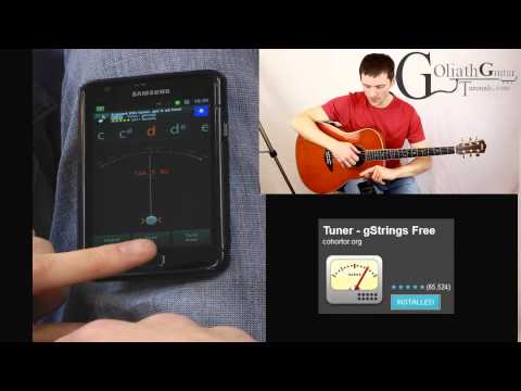 How To Tune a Guitar With A Tuner - Free gstrings tuner Video