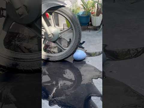 How many balloons break by bike 🏍️ #shorts #experiment #balloon