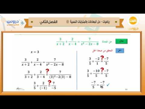 الثاني الثانوي| الفصل الدراسي الثاني 1438 | الرياضيات| حل المعادلات والمتباينات النسبية(1)