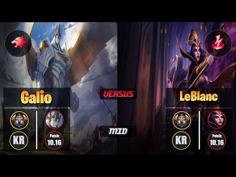 Challenger GALIO [Predator] (Mid) VS  LEBLANC - Challenger KR Patch 10.16