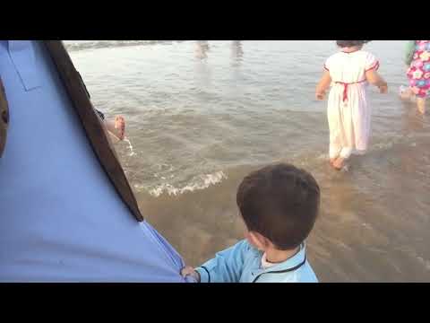 Samad Achakzai at Gadani Beach with kids