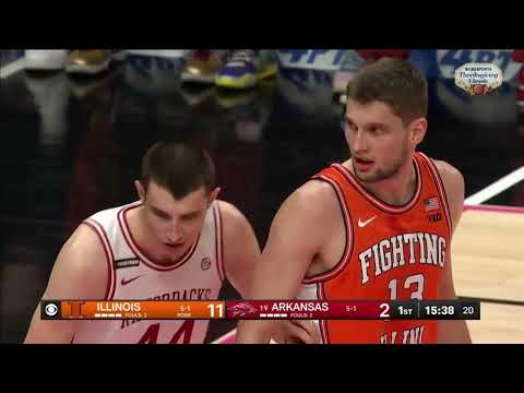 TOMISLAV IVISIC (ILLINOIS) VS ZVONIMIR IVISIC (ARKANSAS):NCAA BASKETBALL HIGHLIGHTS.