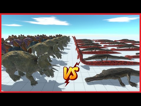 MACHIMOSAURUS & TITANOBOA VS TRICERATOPS & STEGOSAURUS (40V40) - ANIMAL REVOLT BATTLE SIMULATOR