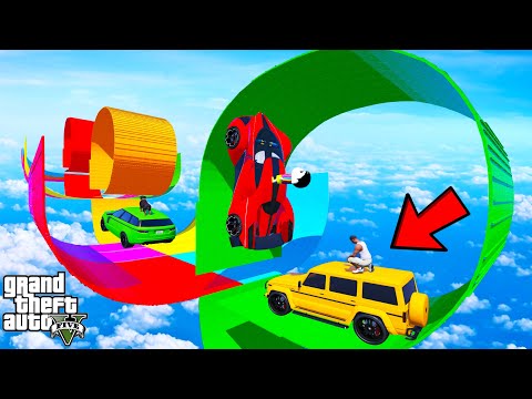 FRANKLIN TRIED IMPOSSIBLE MULTIPLE HUGE LOOPS MEGA RAMP PARKOUR CHALLENGE GTA 5 | SHINCHAN and CHOP