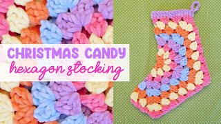Christmas Candy GRANNY HEXAGON Stocking (So adorably easy!)