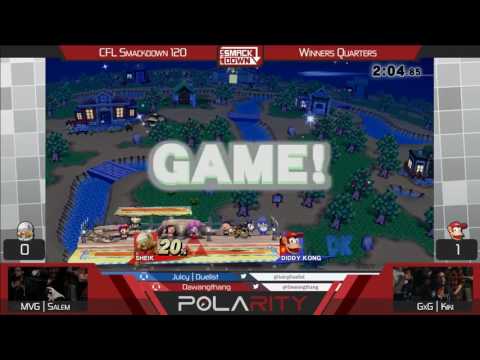 CFL Smackdown 120 WiiU - MVG Salem (Sheik) vs GxG Kiki (Diddy Kong) - Winners Quarters