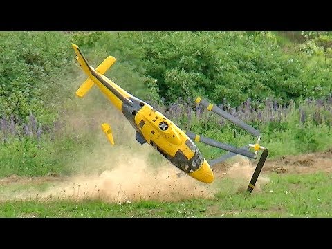 GIGANTIC RC HELICOPTER CRASH HUGE RC AGUSTA A-109 SCALE MODEL TURBINE HELICOPTER FLIGHT AND CRASH