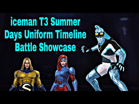 Iceman T3 Timeline Battle Performance Showcase With Summer Days Uniform - Marvel Future Fight