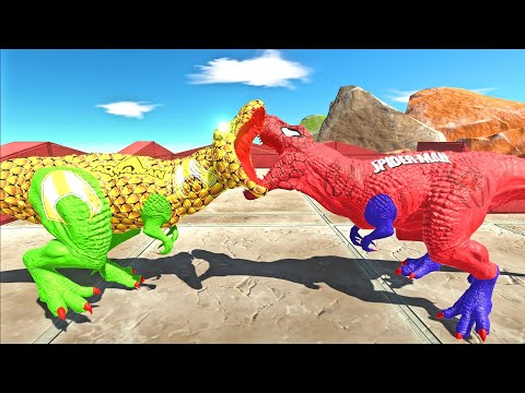 AQUAMAN T-REX DRAGON LAND DEATH RUN - Animal Revolt Battle Simulator ARBS