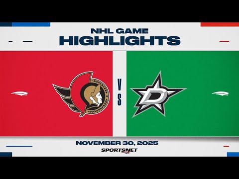 NHL Highlights | Senators vs. Stars - November 30, 2025