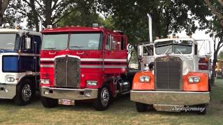 Classic Peterbilt, Kenworth & Mack Trucks Leaving Brooks Truck Show 2015