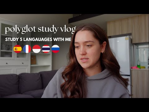 study 5 languages with me | productive vlog (spanish, french, russian, indonesian, thai)