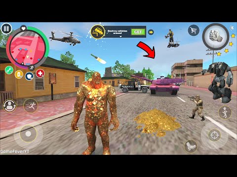 Rope Hero: Vice Town (Stone Giant Fight Army Tank) Army Tank Shoot Helicopter - Android Gameplay HD