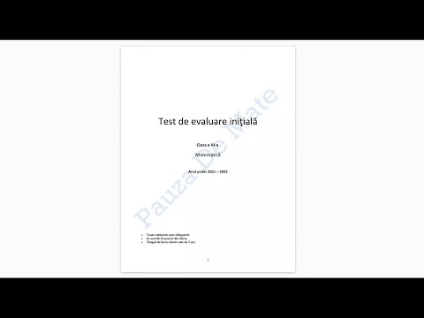 Test evaluare initiala clasa a VI-a - Model Pauza de Mate