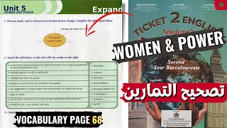 ticket 2 english page 68-69 | vocabulary women and power | 2 bac unit 5 page 68