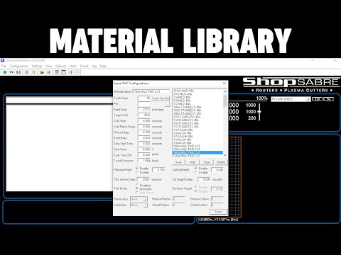 Material Library for ShopSabre Plasma Machinevideo thumb