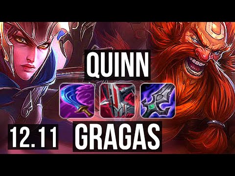 QUINN vs GRAGAS (TOP) | Rank 2 Quinn, 6 solo kills, 1100+ games, Legendary | KR Grandmaster | 12.11