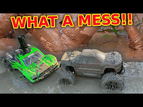 RC Cars play in the mud like pigs