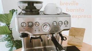 breville barista express espresso machine | unboxing & pulling an espresso shot for the first time