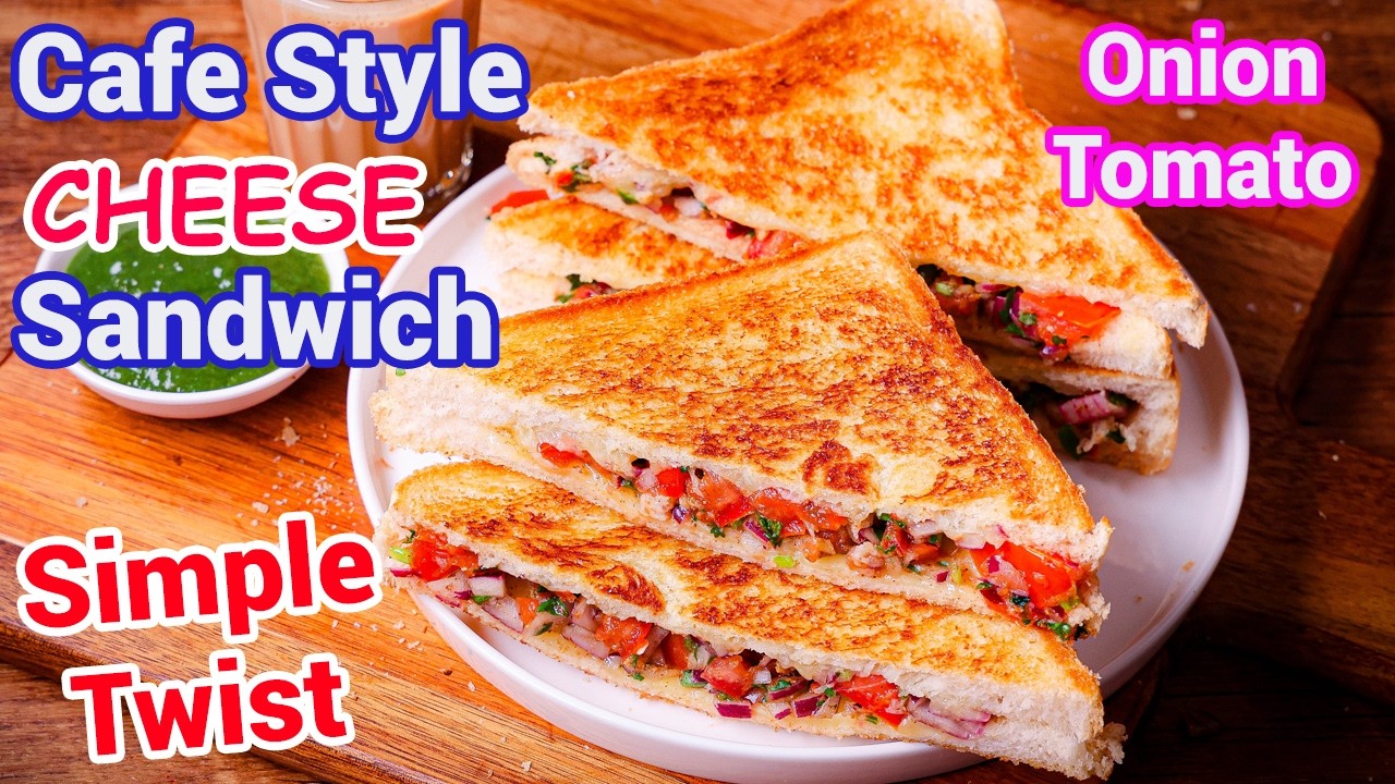 Better Than Cafe Sandwich? Onion Tomato Cheese Sandwich on Tawa | Cheesy Onion Tomato Sandwich