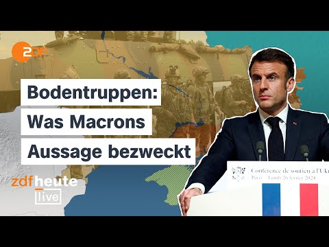 Video Thumbnail: Bodentruppen für Ukraine? Was hinter Macrons Vorstoß steckt | Oberst a.D. Richter bei ZDFheute live