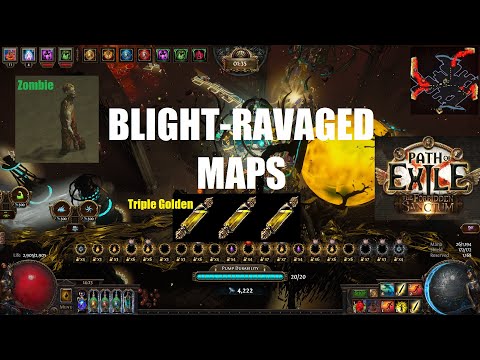 [Path of Exile 3.20] Triple Golden Oil Ravaged-Blight Maps in Sanctum League & Results - 1150