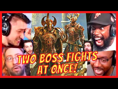 GAMERS FIGHT TWO BOSSES AT ONCE OF CRUCIBLE KNIGHT & CRUCIBLE KNIGHT ORDOVIS BOSS FIGHT REACTIONS-AR