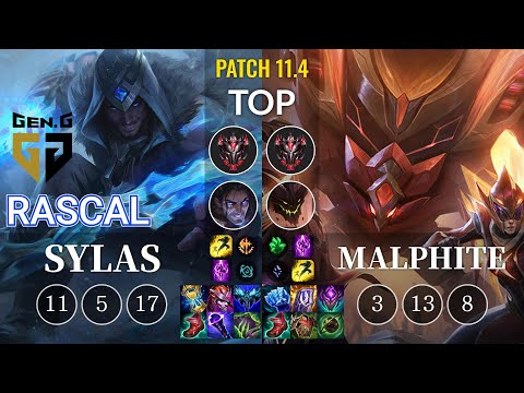 GEN Rascal Sylas vs Malphite Top - KR Patch 11.4