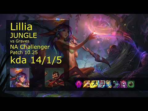 Lillia vs Graves Jungle - NA Challenger 14/1/5 Patch 10.25 Gameplay