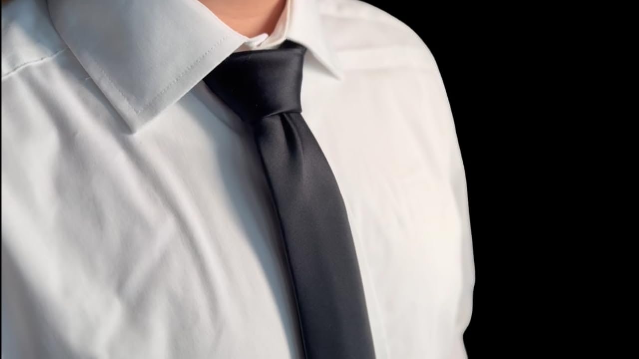 Landisun Black Solid Skinny Tie