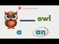 Let S Learn A And An Use A And An English Lesson For Kids