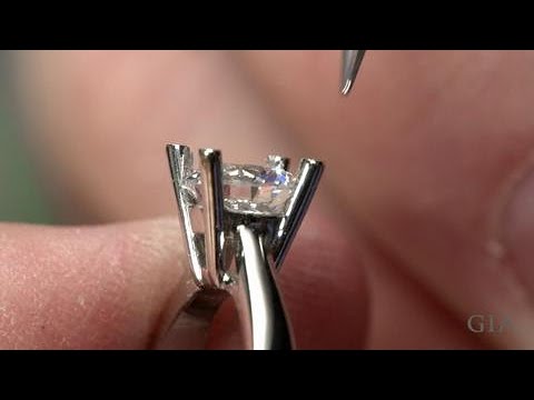 How to Set a Round Center Stone in a Ring with Platinum Prongs | GIA