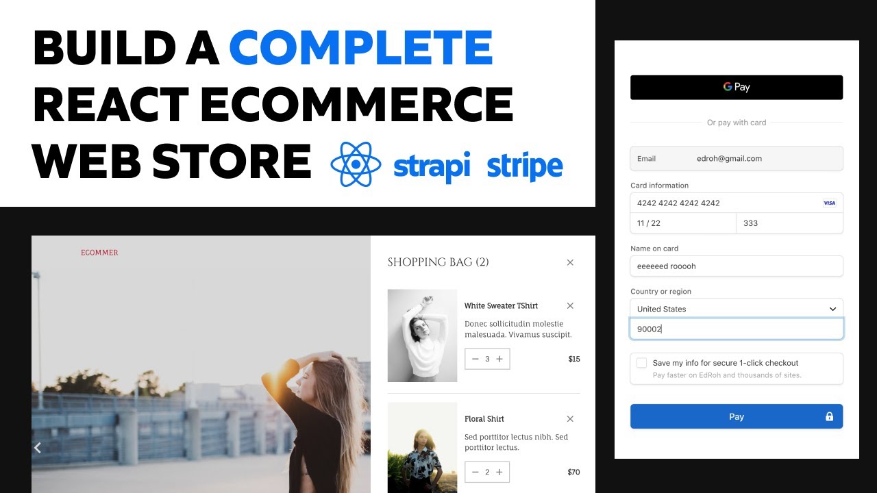 Build a FULLSTACK React Ecommerce App that is fully Responsive with Stripe Payment