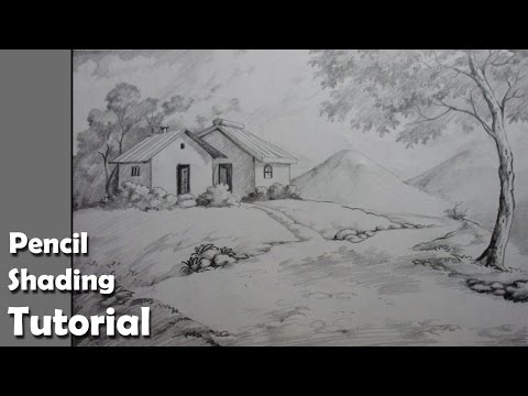 Mountains and Pine Tress Watercolor Pencil Landscape Drawing | steps to follow