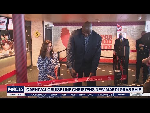 Shaq helps christen Carnival's new Mardi Gras ship