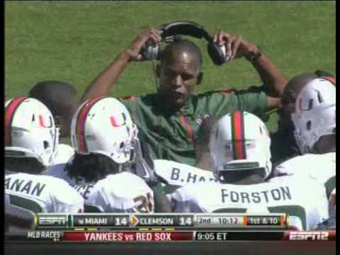 Clemson vs Miami 2010 - Rashard Hall Intercepts Jacory Harris