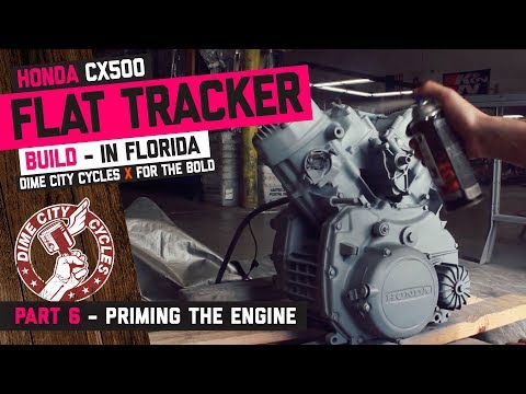 CX500 Flat Tracker Build Part 6 - Sand blasting & priming the engine (Dime City Bike Giveaway)