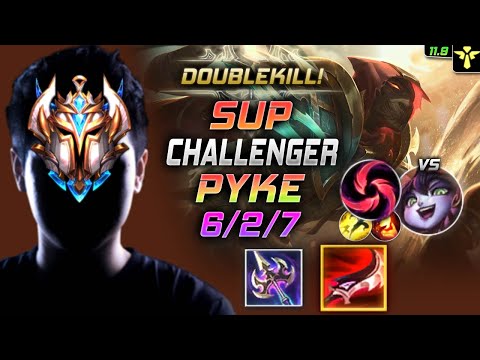Challenger Pyke Support vs Lulu - 천상계 서폿 파이크 템트리 룬 그림자 칼날비 - LOL KR 11.9
