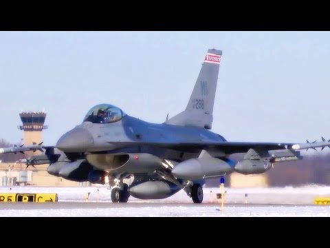 F-16 Fighters Taxiing & Takeoff @ Truax Field (2015)