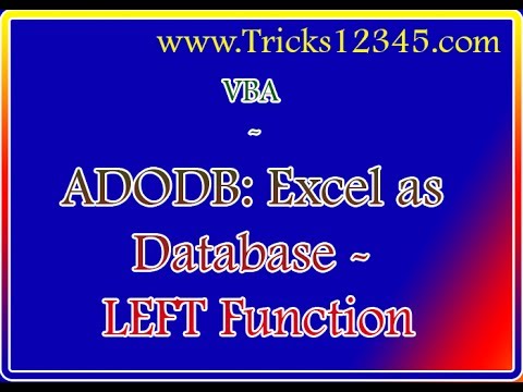 VBA ADODB Connection:  Excel As Database -  SQL LEFT Function
