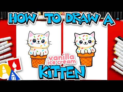 How To Draw A Cute Vanilla Ice Cream Kitten