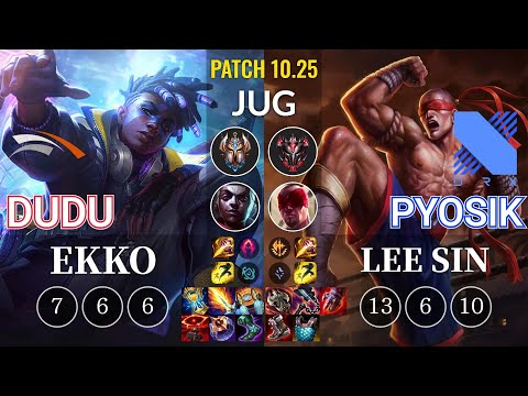 HLE DuDu Ekko vs DRX Pyosik Lee Sin Jungle - KR Patch 10.25
