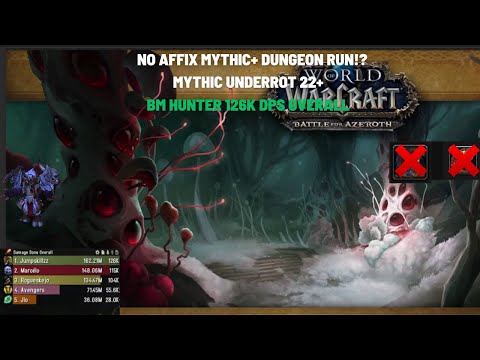 What?! No Affixes M+ Dungeon Run!? Mythic Underrot 22+! BM Hunter #WorldofWarcraft #Dragonflight