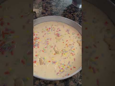 Making party rainbow chip cake