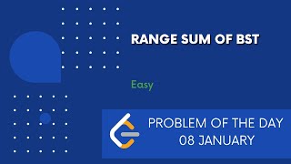 YouTube video 'Range Sum of BST | 08 Jan POTD | Leetcode Problem of the Day'